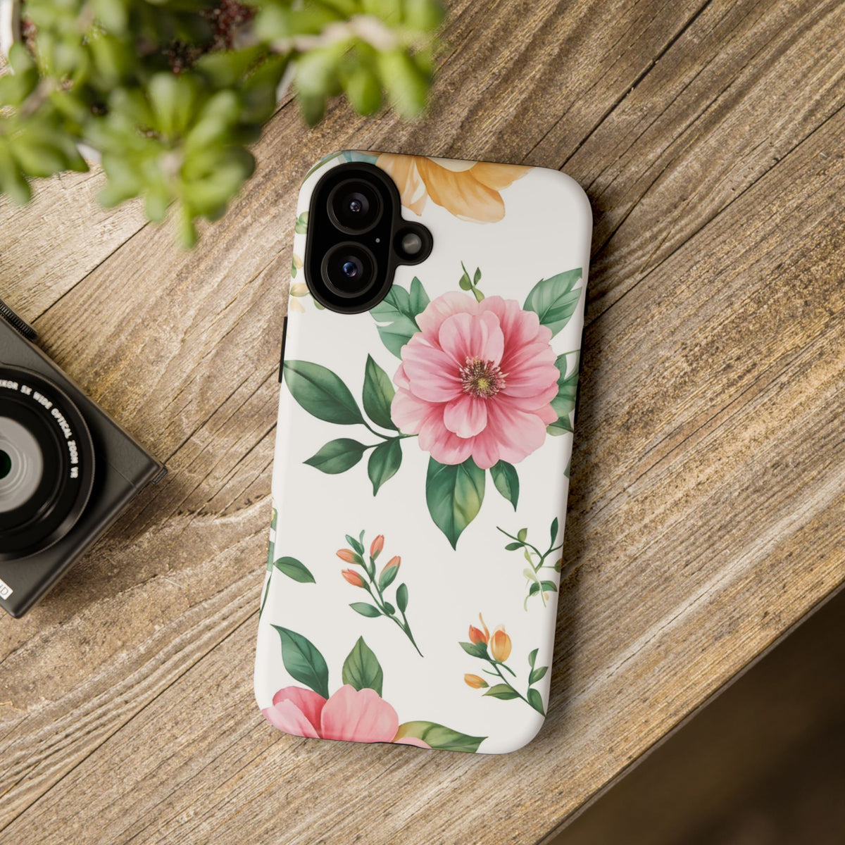 Floral Tough Phone Case — Pink Peony Protective Phone Cover