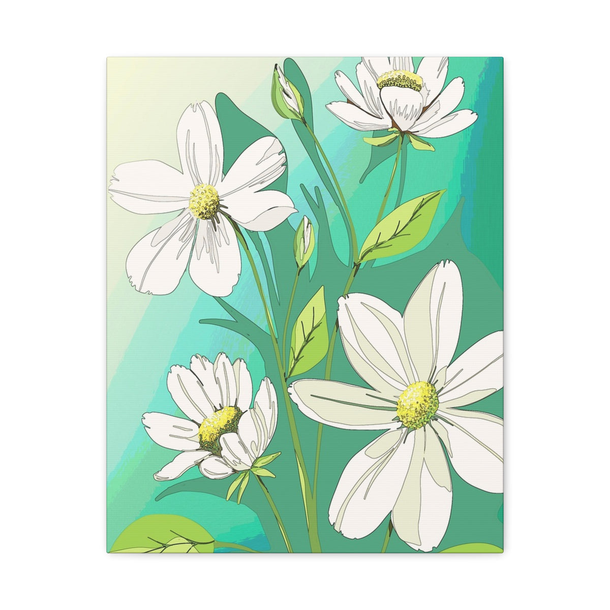 Matte Canvas, Stretched, 1.25" White Flowers