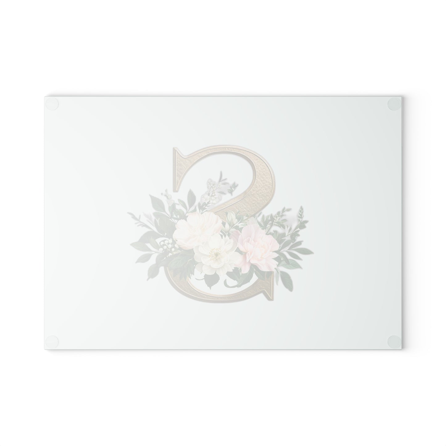 Personalized Floral Glass Cutting Board, Elegant Kitchen Decor, Gifts for Chefs, Wedding Present, Monogrammed Gift