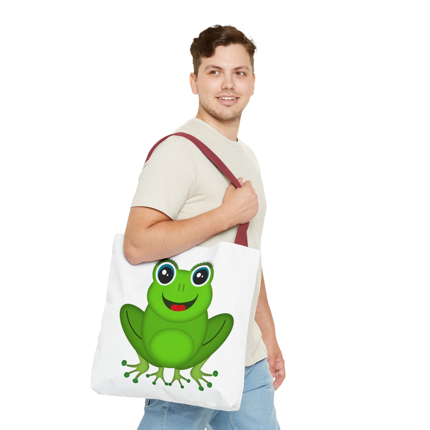 Cute Frog Tote Bag, Eco-Friendly Shopping Bag, Fun Gift for Kids, Frog Lovers, Bag for Nature Outings, Unique Frog Design