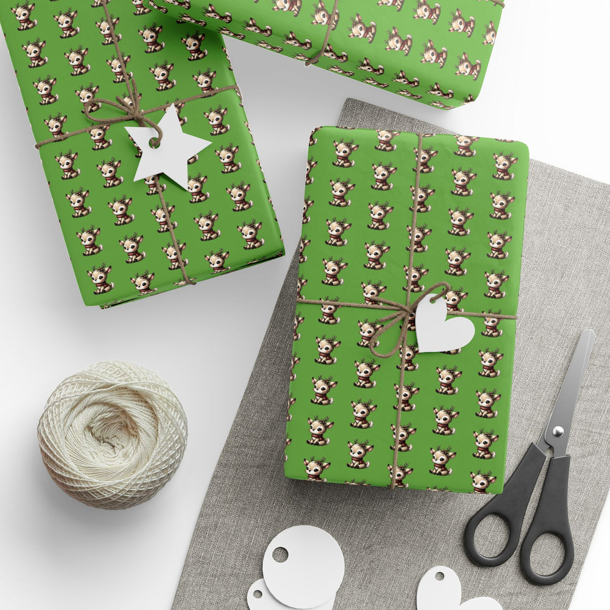 Wrapping Paper — Green Cute Dog Pattern Gift Wrap (Pet Lover Holiday & Birthday)
