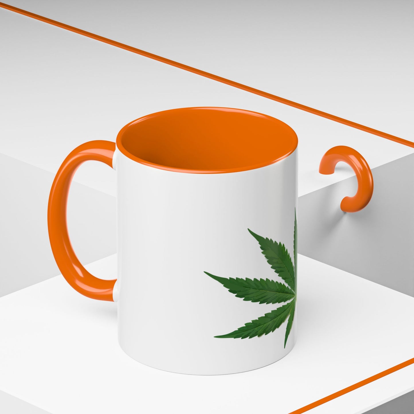 Marijuana Leaf Accent Coffee Mug | Cannabis Lover's Gift, Unique Coffee Cup, Pothead Mug, Stoner Gift Idea, Greenery Decor