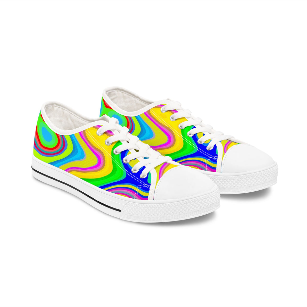Low Top Sneakers — Vibrant Psychedelic Swirl Women's Canvas Shoes