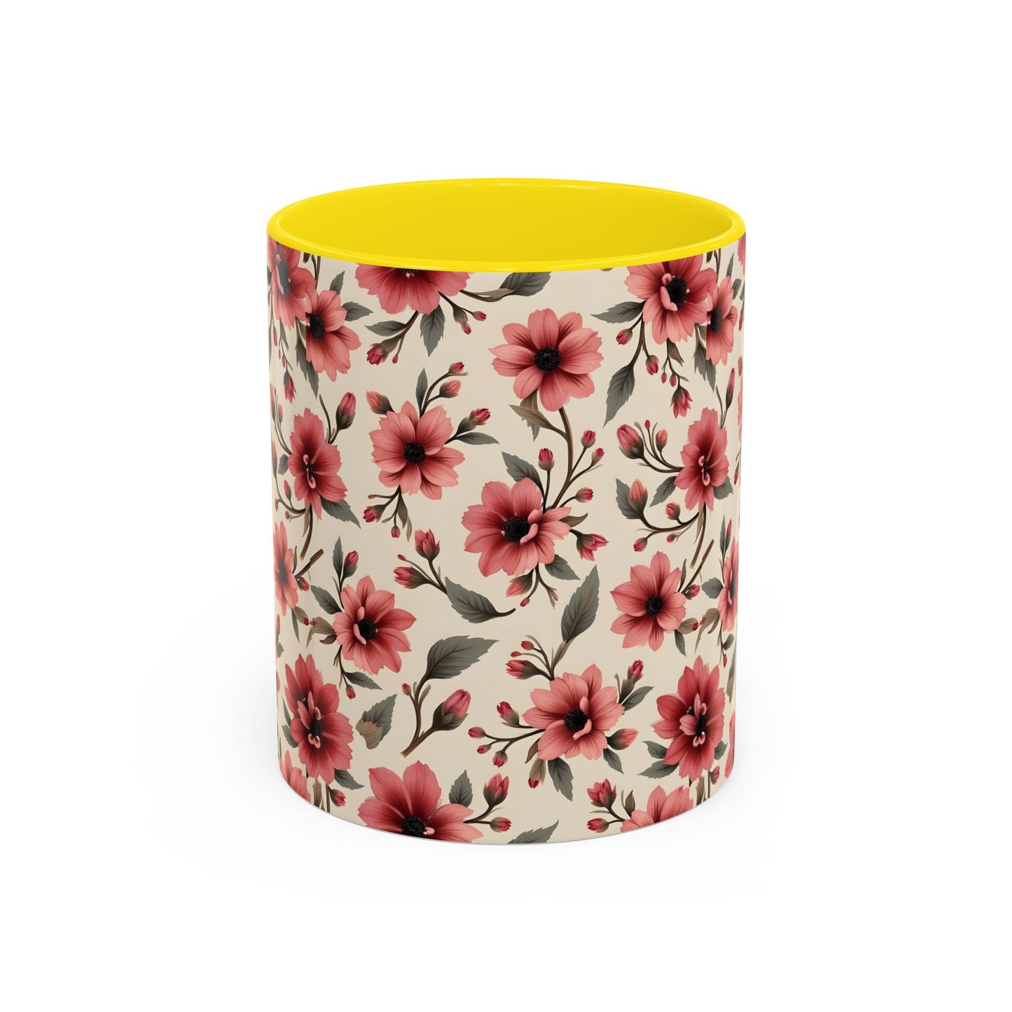 Floral Accent Coffee Mug, Cute Gift for Her, Coffee Lover's Mug, Mother's Day Gift, Housewarming Tea Mug