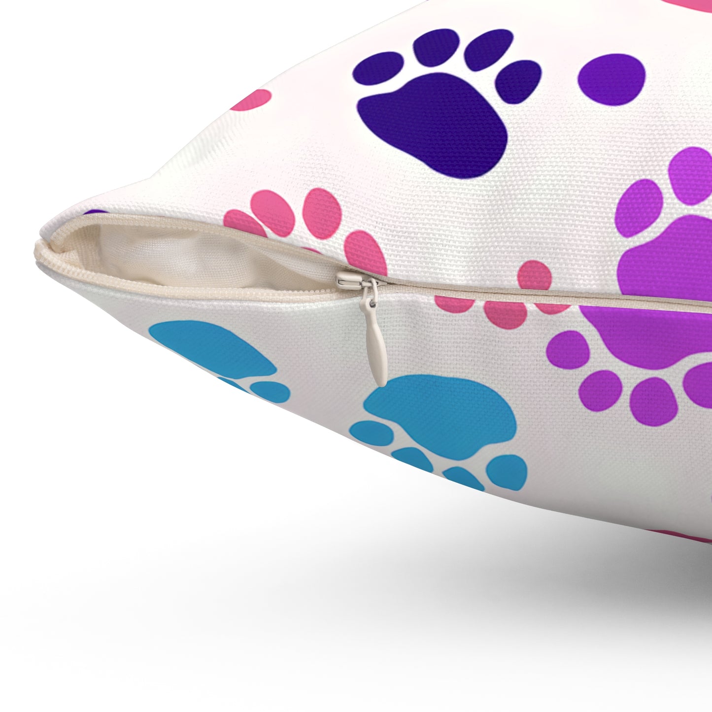 Colorful Paw Print Throw Pillow — Cute Pet Pattern Decorative Cushion