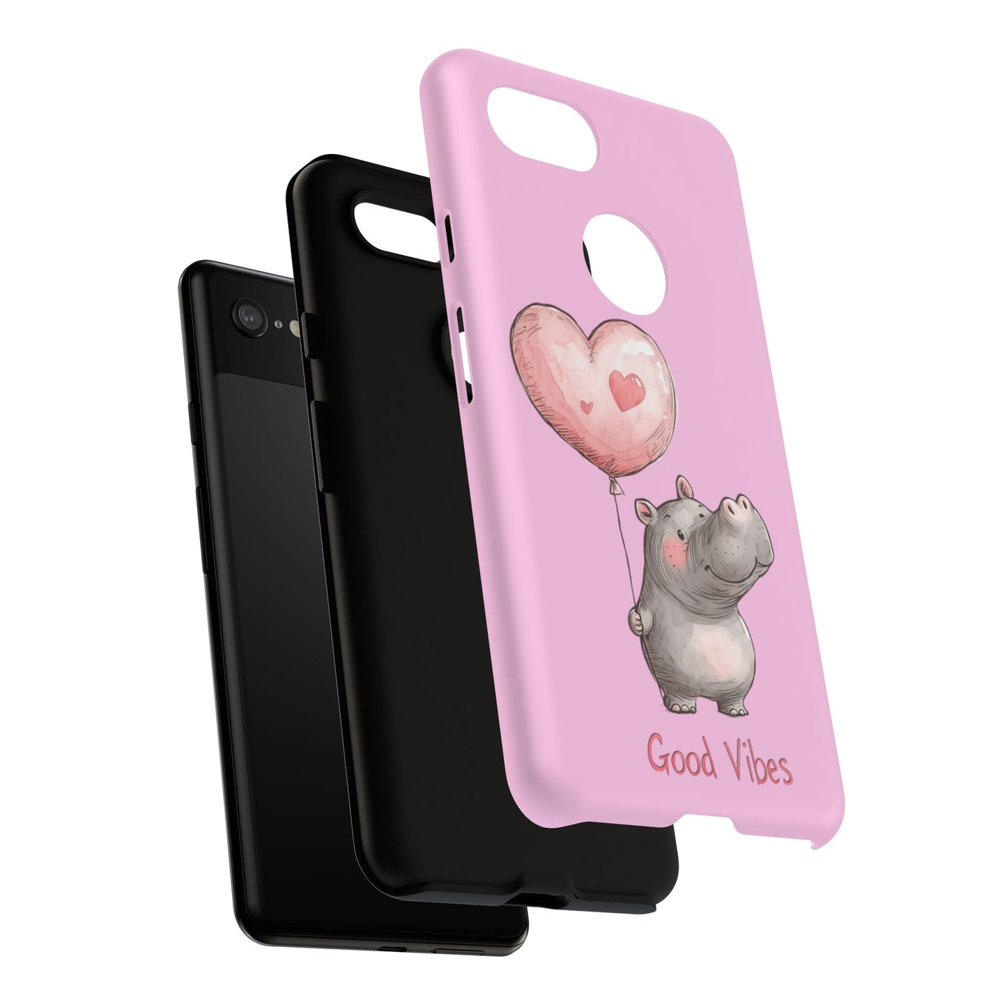 Cute Hippo Phone Case | Good Vibes, Gift for Friends, Cute Phone Accessories, Animal Lover Gift, Happy Phone Cover