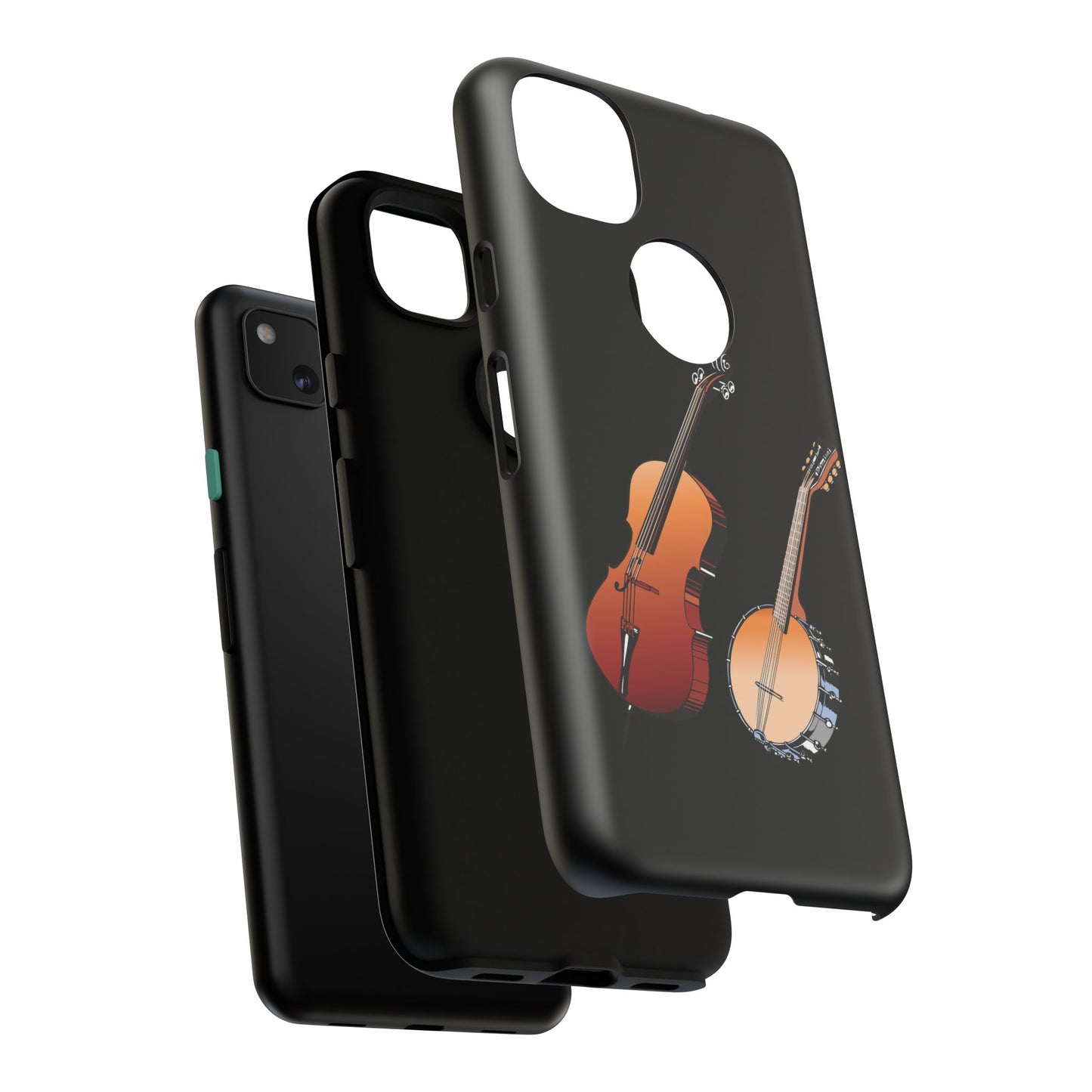Musical Instrument Phone Case - Violin & Banjo Design, Music Lover Gift, Unique Phone Cover, Holiday Gift, Durable Tough Cases