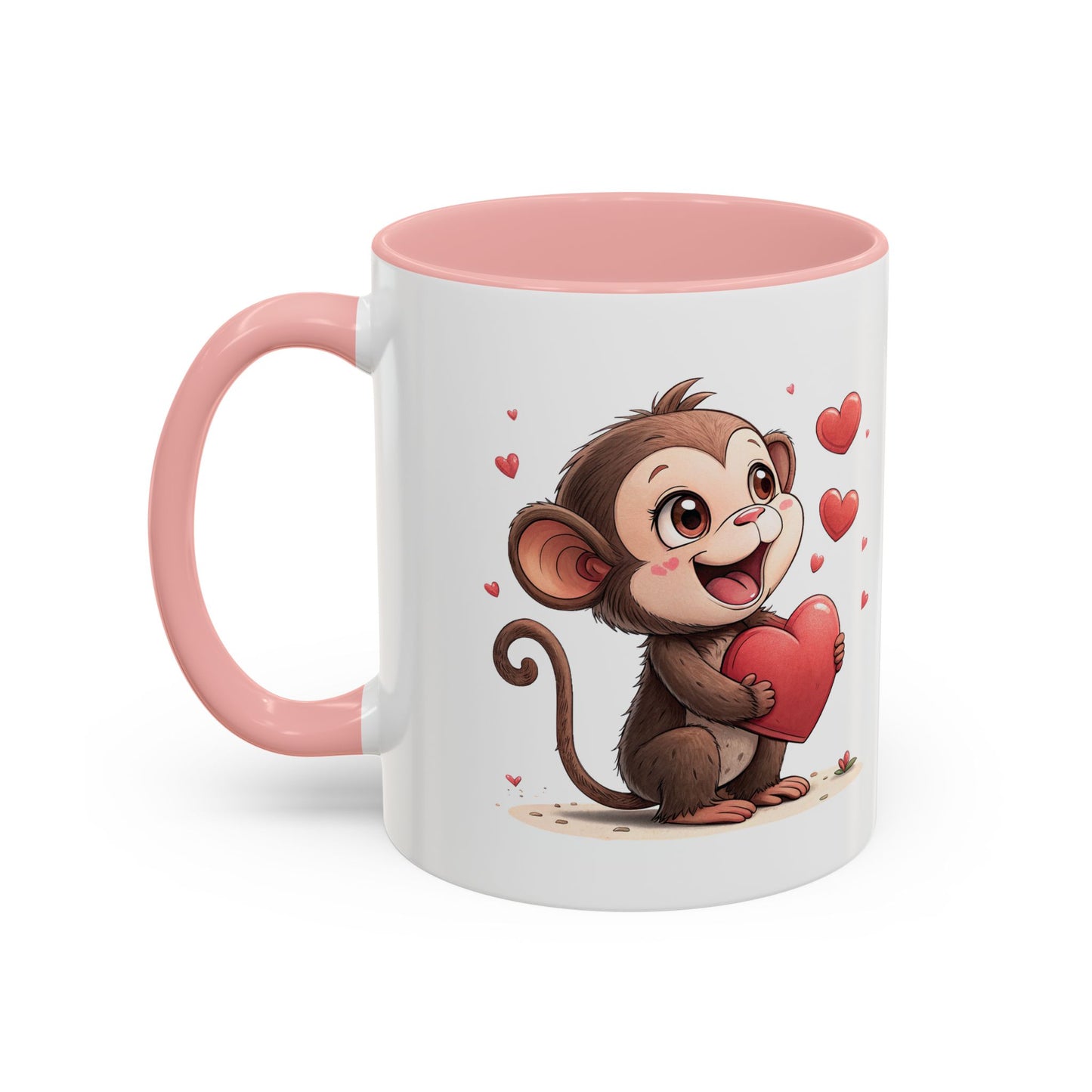 Cute Monkey Love Coffee Mug, Valentine's Gift, Animal Lover's Mug, Heartfelt Coffee Cup, Fun Kitchen Decor