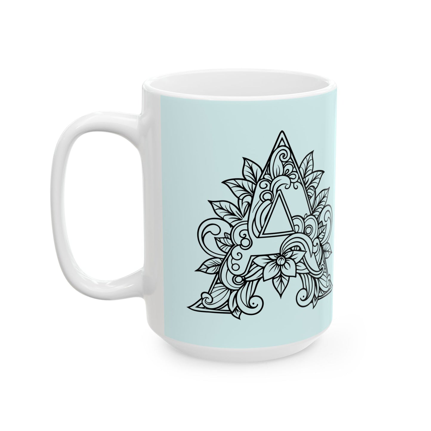 Mandala Design Ceramic Mug - Letter A Calming Tea & Coffee Cup, Gift for Her, Home Decor, Zen Vibes, Meditation