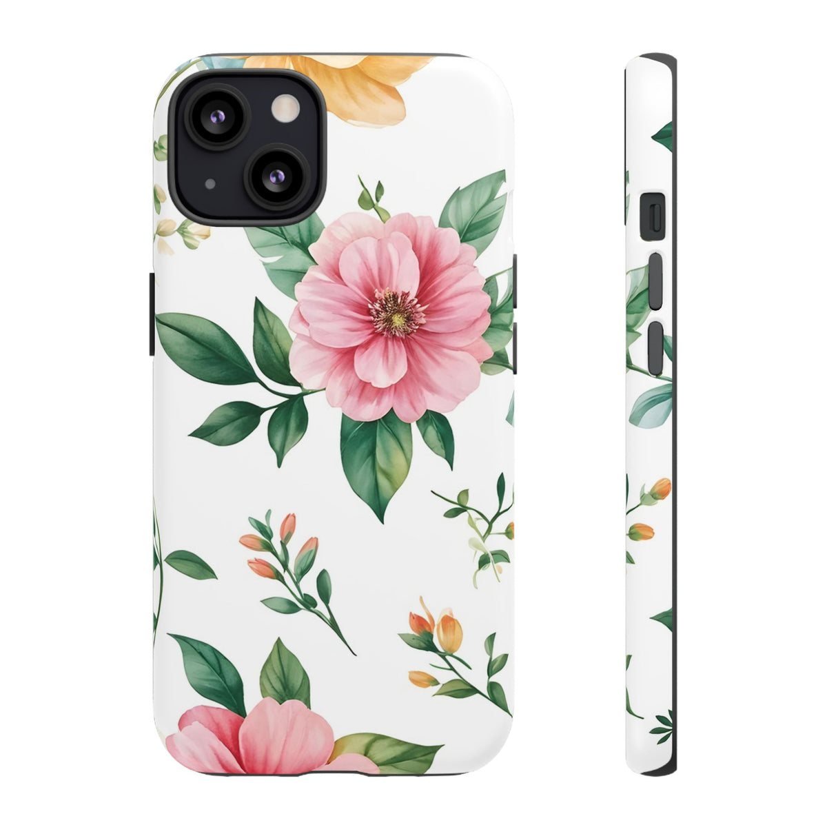 Floral Tough Phone Case — Pink Peony Protective Phone Cover