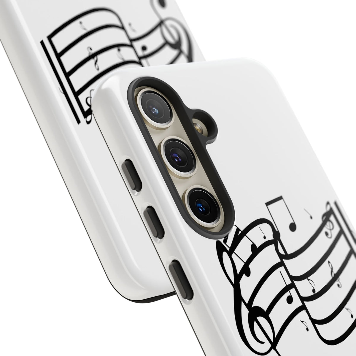 Musical Notes Phone Case — Black Treble Clef Music Staff Tough Case