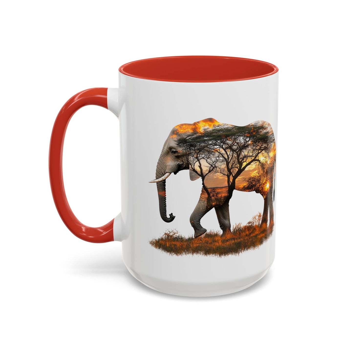 Elegant Elephant Accent Coffee Mug - Nature Lover Gift, Animal Lover Mug, Unique Home Decor, Wildlife Conservation, Travel Mug