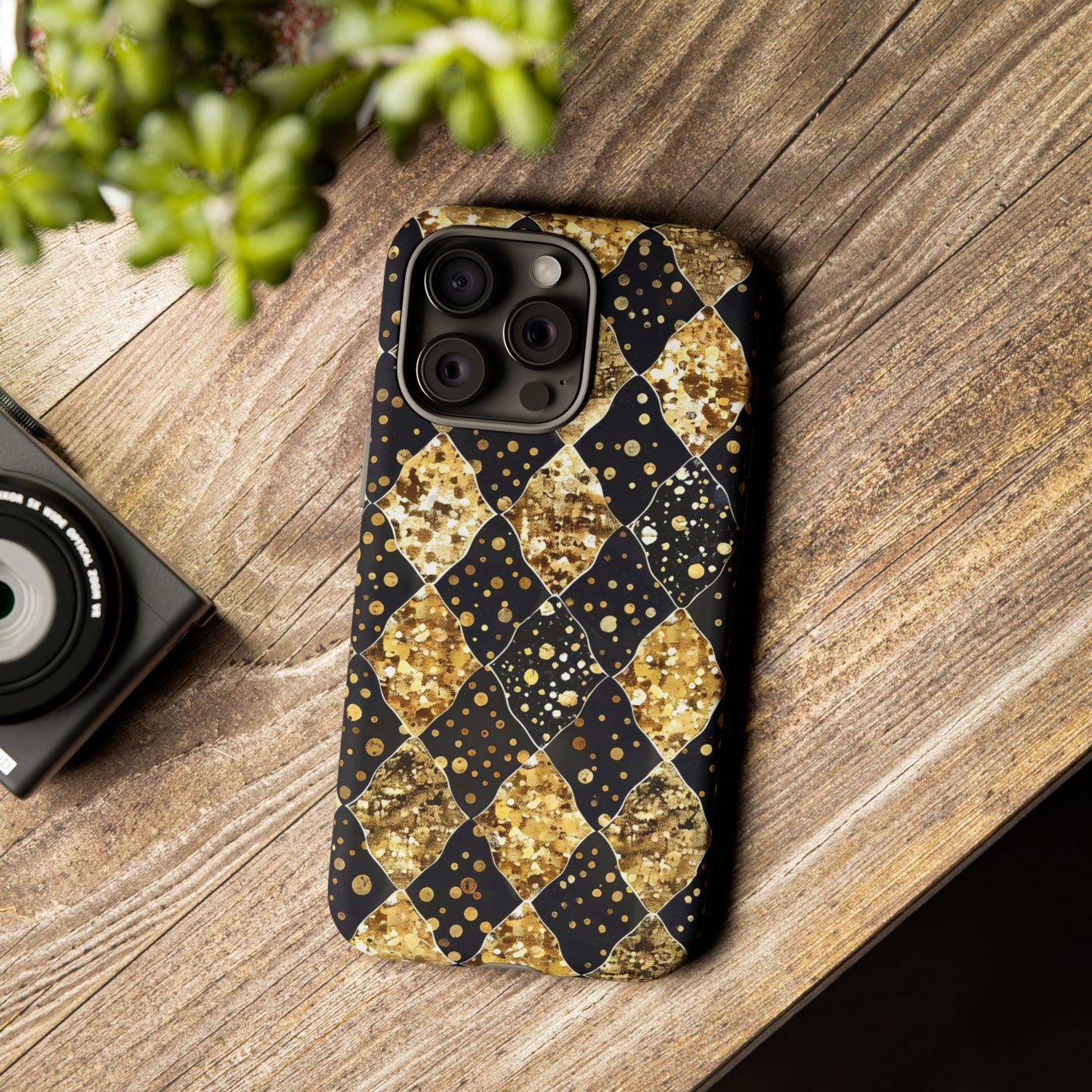 Elegant Gold & Black Phone Case for Tough Protection