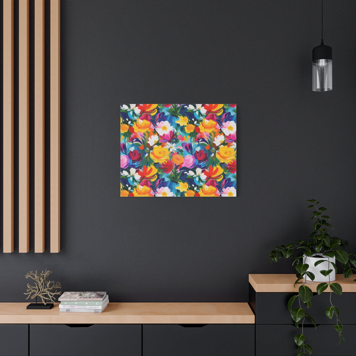 Vibrant Floral Matte Canvas Wall Art — Colorful Garden Print, Stretched 1.25"