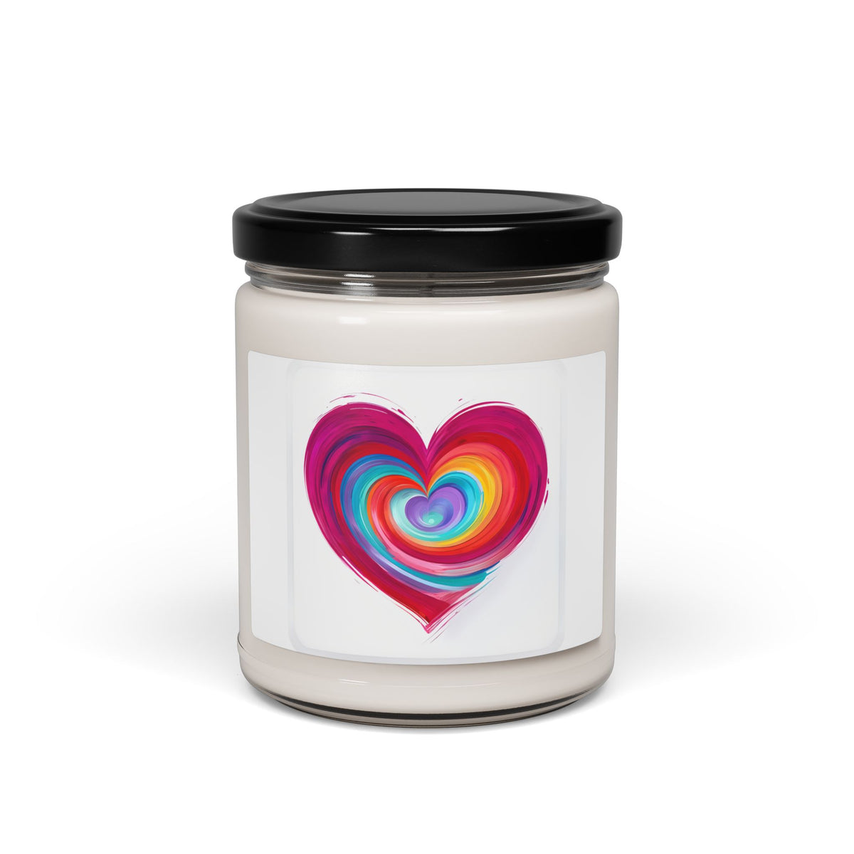 Rainbow Heart Soy Candle — 9oz Scented Jar for Gifts, Valentine’s & Pride