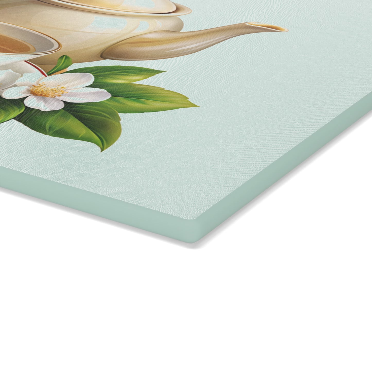 Elegant Tea Time Glass Cutting Board, Kitchen Decor, Gift for Tea Lovers, Housewarming, Birthday, Mother's Day