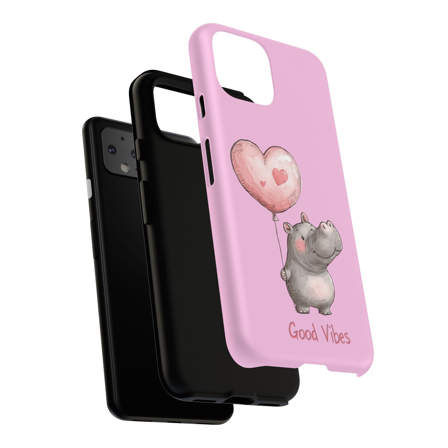 Cute Hippo Phone Case | Good Vibes, Gift for Friends, Cute Phone Accessories, Animal Lover Gift, Happy Phone Cover