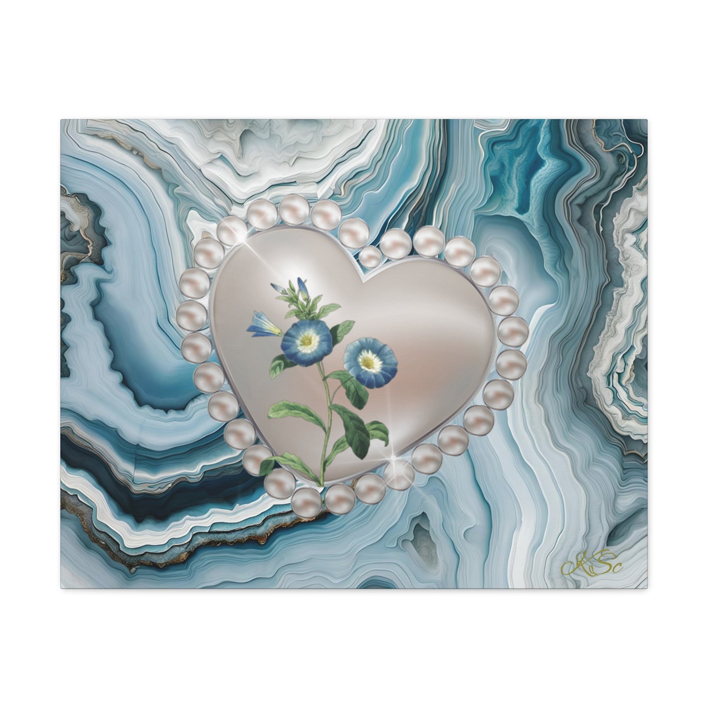Elegant Floral Heart Canvas Wall Art, Modern Home Decor, Gift for Her