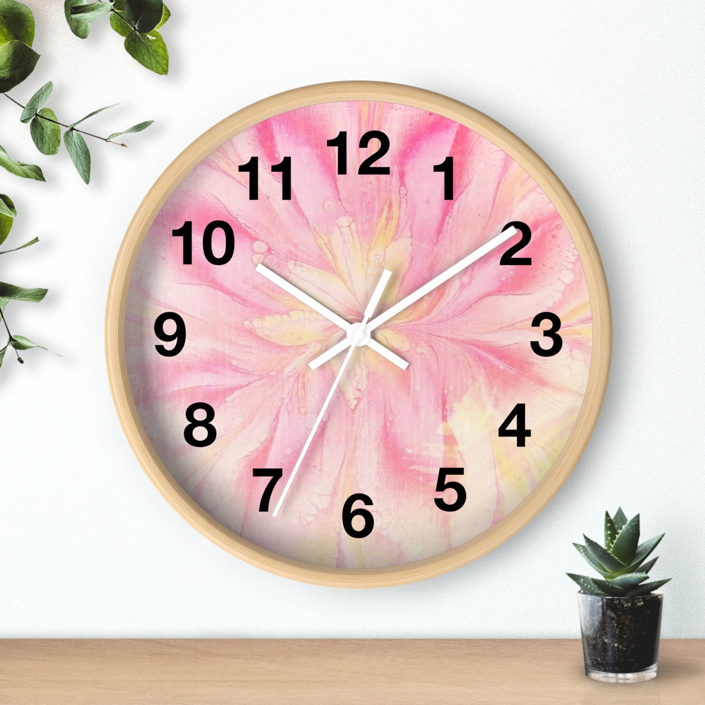 Floral Design Wall Clock - Pink Flower Home Decor, Elegant Timepiece, Gift for Her, Mother's Day, Relaxation Space, Unique Wall Art