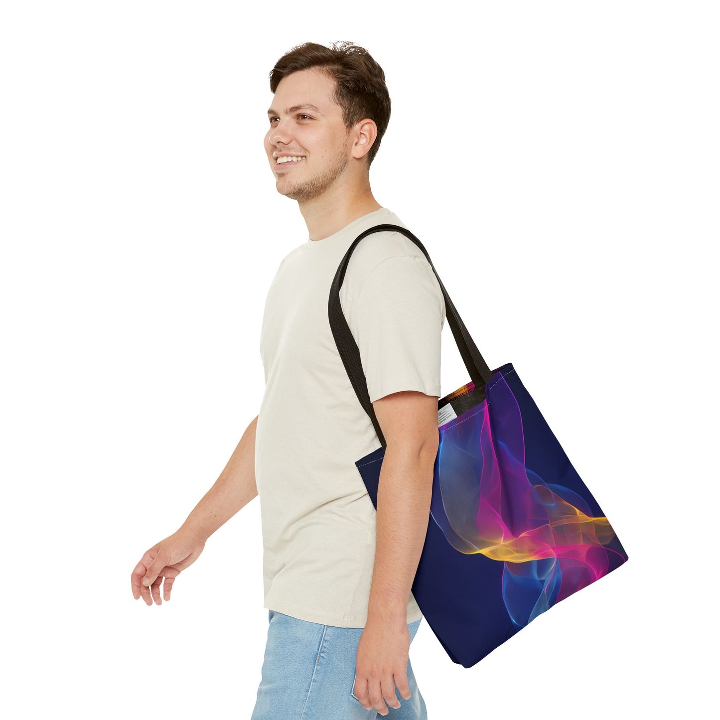 Colorful Abstract Tote Bag, Stylish Shopping Bag, Reusable Groceries Bag