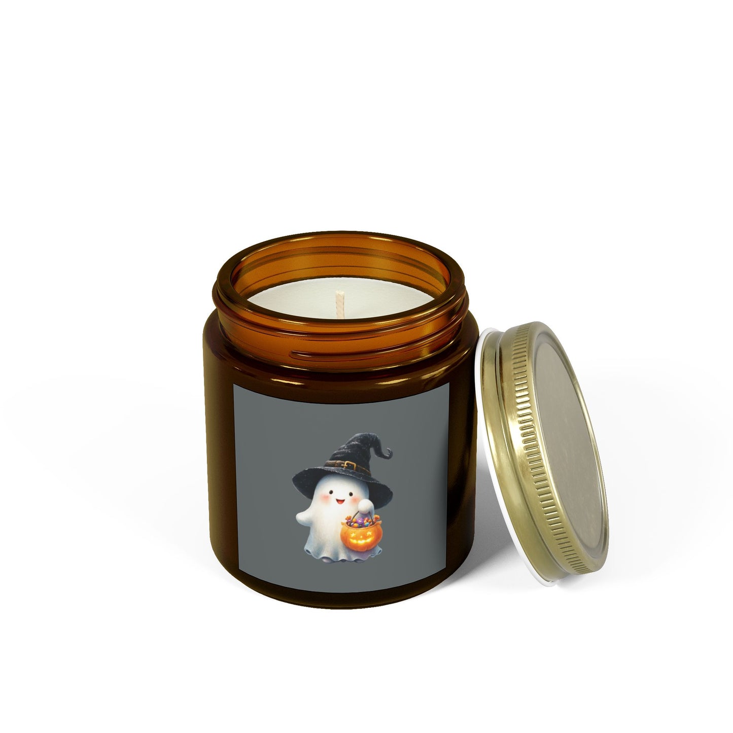 Halloween Scented Candle, Ghost Design, Eco-Friendly Coconut Apricot Wax, 4oz 9oz Pumpkin Spice, Autumn Decor, Gift Idea