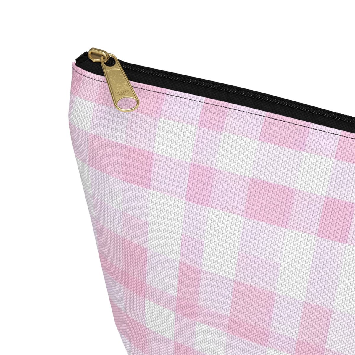 Personalized Pink Gingham Accessory Pouch, Makeup Bag - Letter K