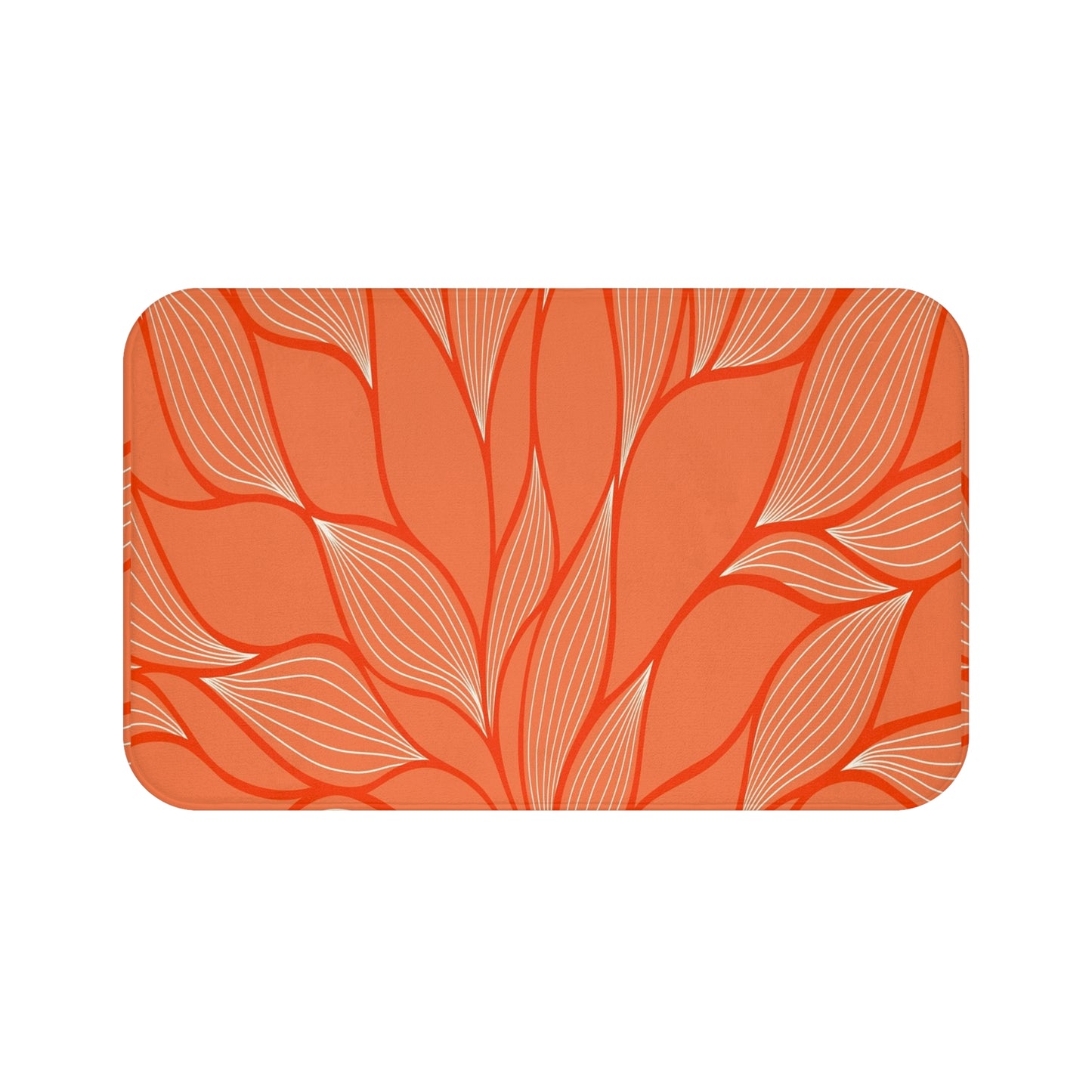 Elegant Floral Bath Mat, Home Decor, Bathroom Accessory, Housewarming Gift, Spring Decor, Vibrant Orange Design