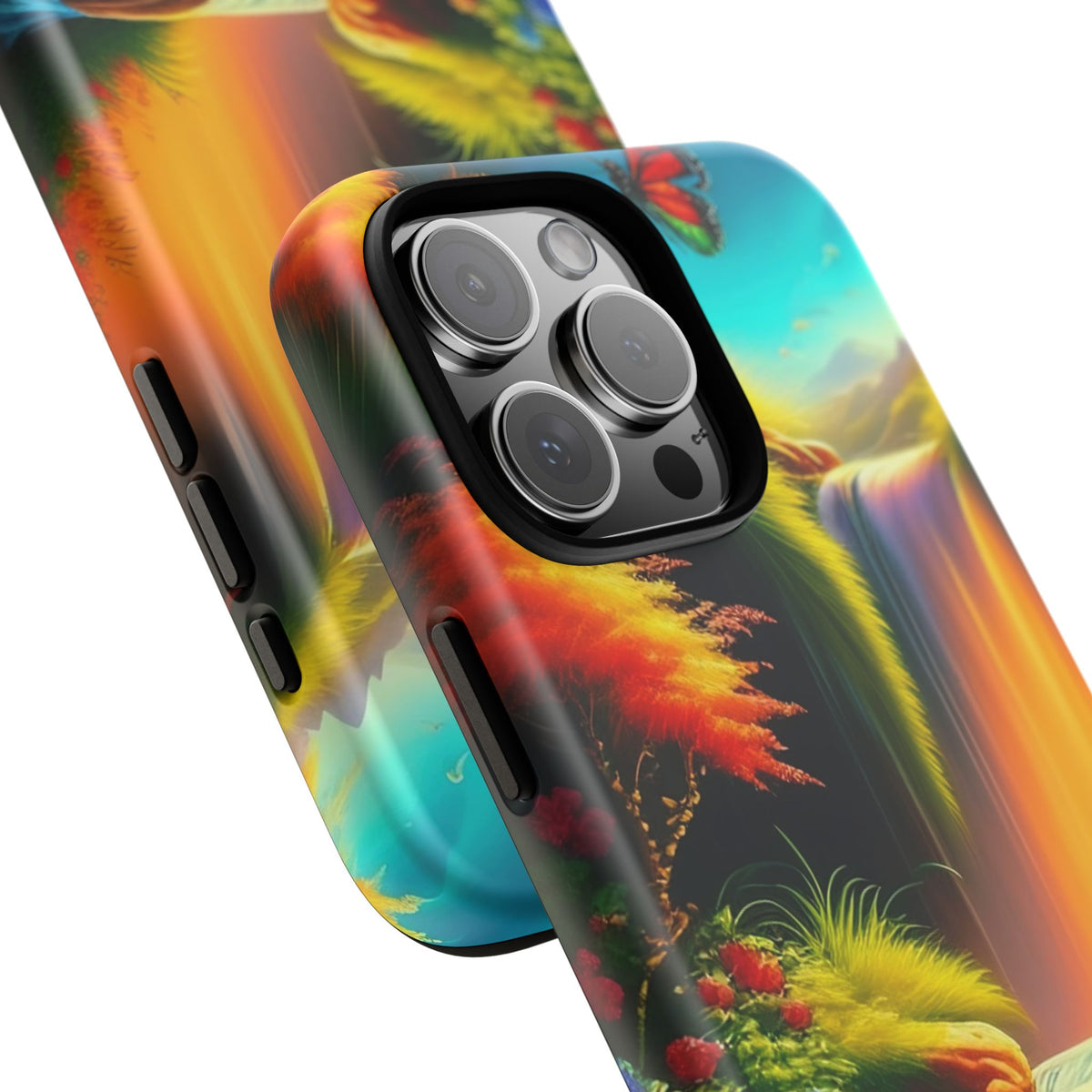 Phone Case - Vibrant Waterfall Landscape with Butterfly | Colorful Nature Protective Case