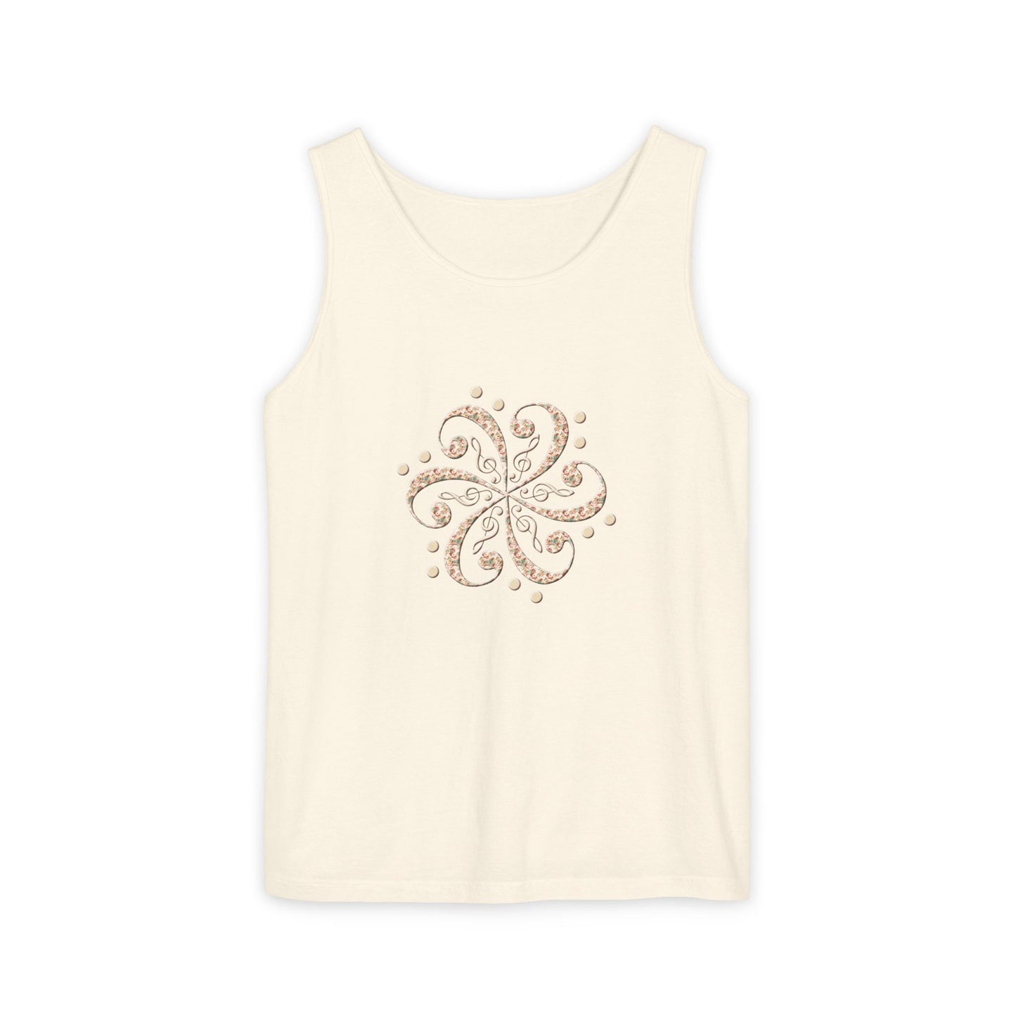 Boho Spiral Design Tank Top | Unisex Summer Apparel, Casual Wear, Beach Outfit, Festival Top, Gift Idea