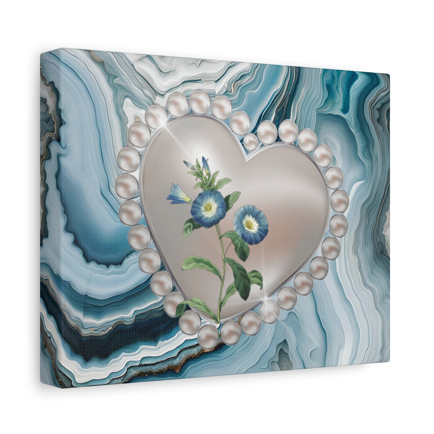 Elegant Floral Heart Canvas Wall Art, Modern Home Decor, Gift for Her