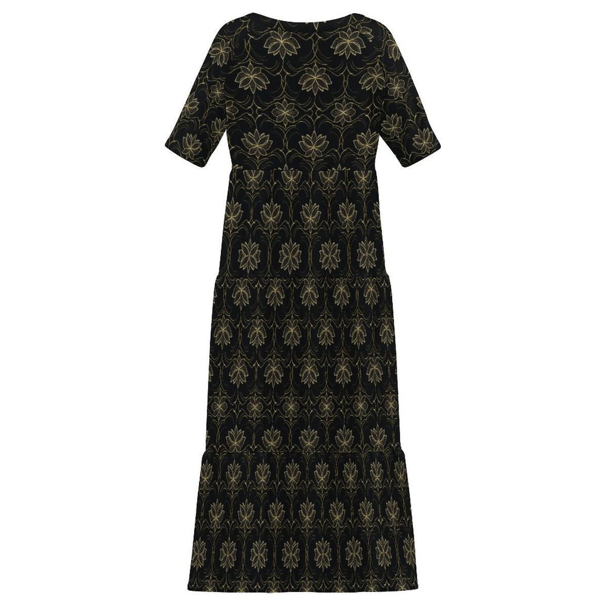 Wide Round Neck 3/4 Sleeve Long Dress