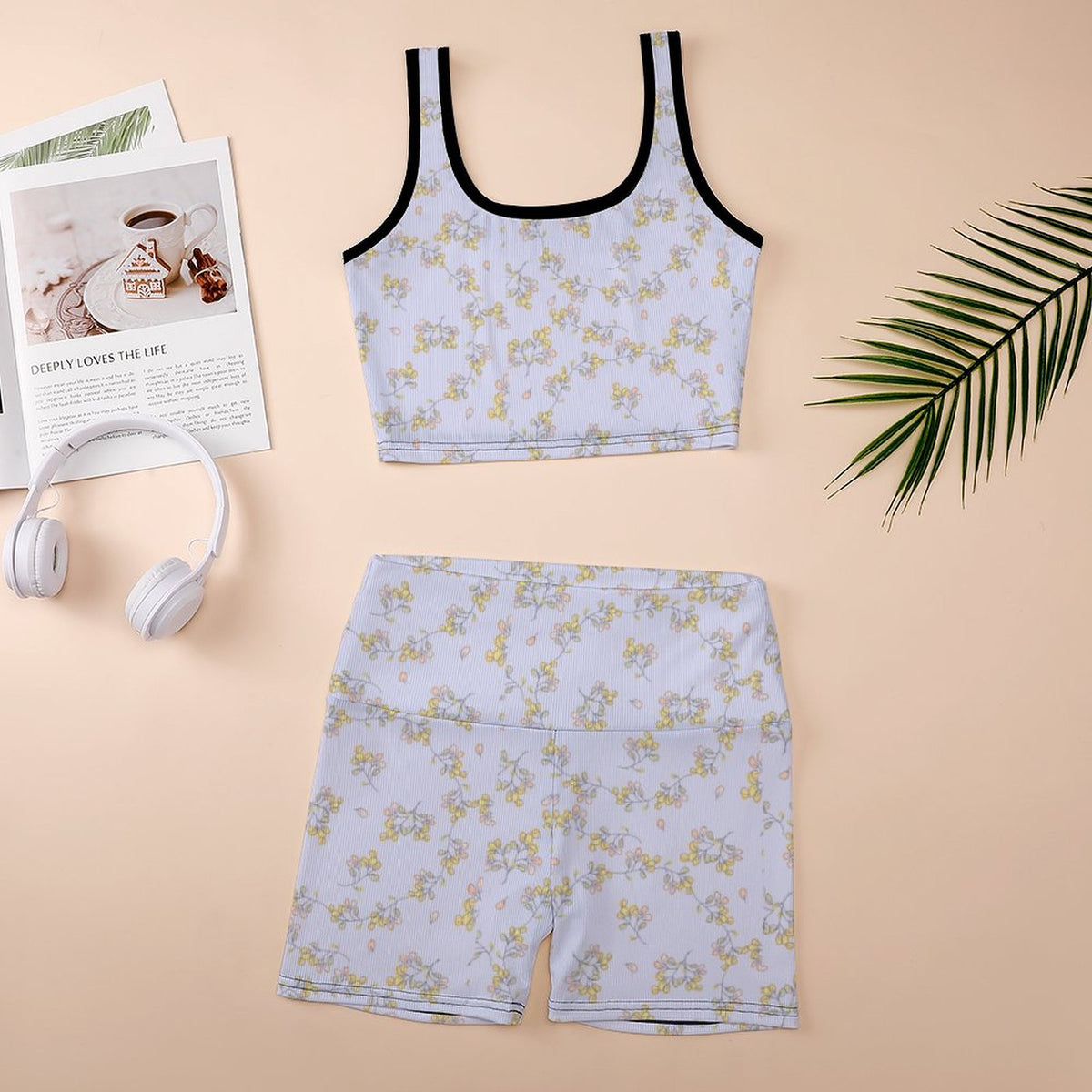 Custom Printed Patterned Ribbed Yoga Sets