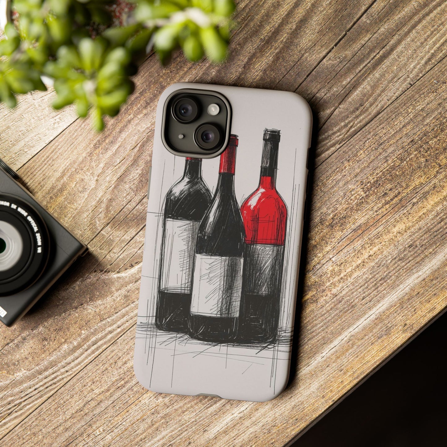 Wine Lover's Phone Case, Tough Phone Cover, Artistic Wine Design, Gift for Wine Enthusiasts, Customizable Case, Unique Wine Art