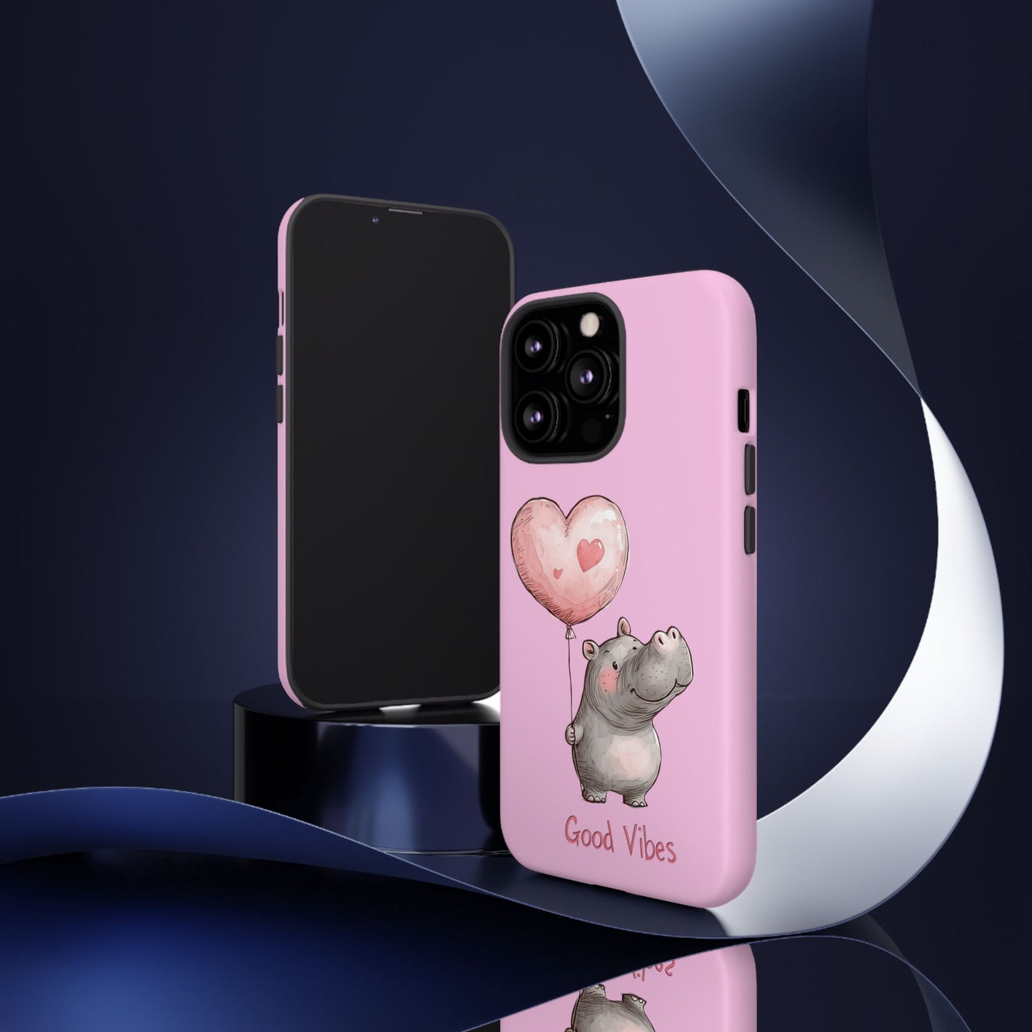 Cute Hippo Phone Case | Good Vibes, Gift for Friends, Cute Phone Accessories, Animal Lover Gift, Happy Phone Cover