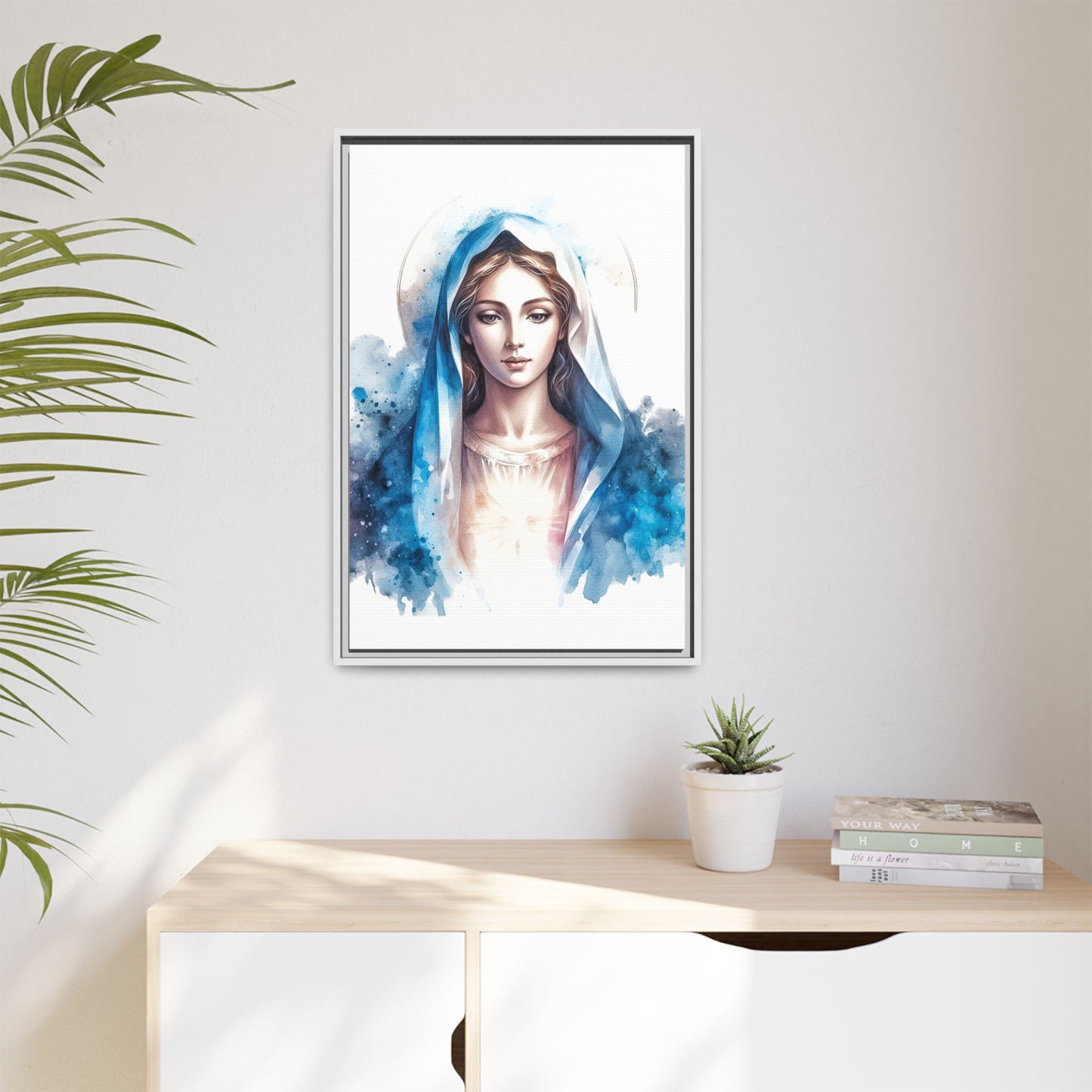 Framed Canvas Art Print, Spiritual Decor, Religious Artwork, Wall Decor, Gift for Faith, Elegant Home Decoration