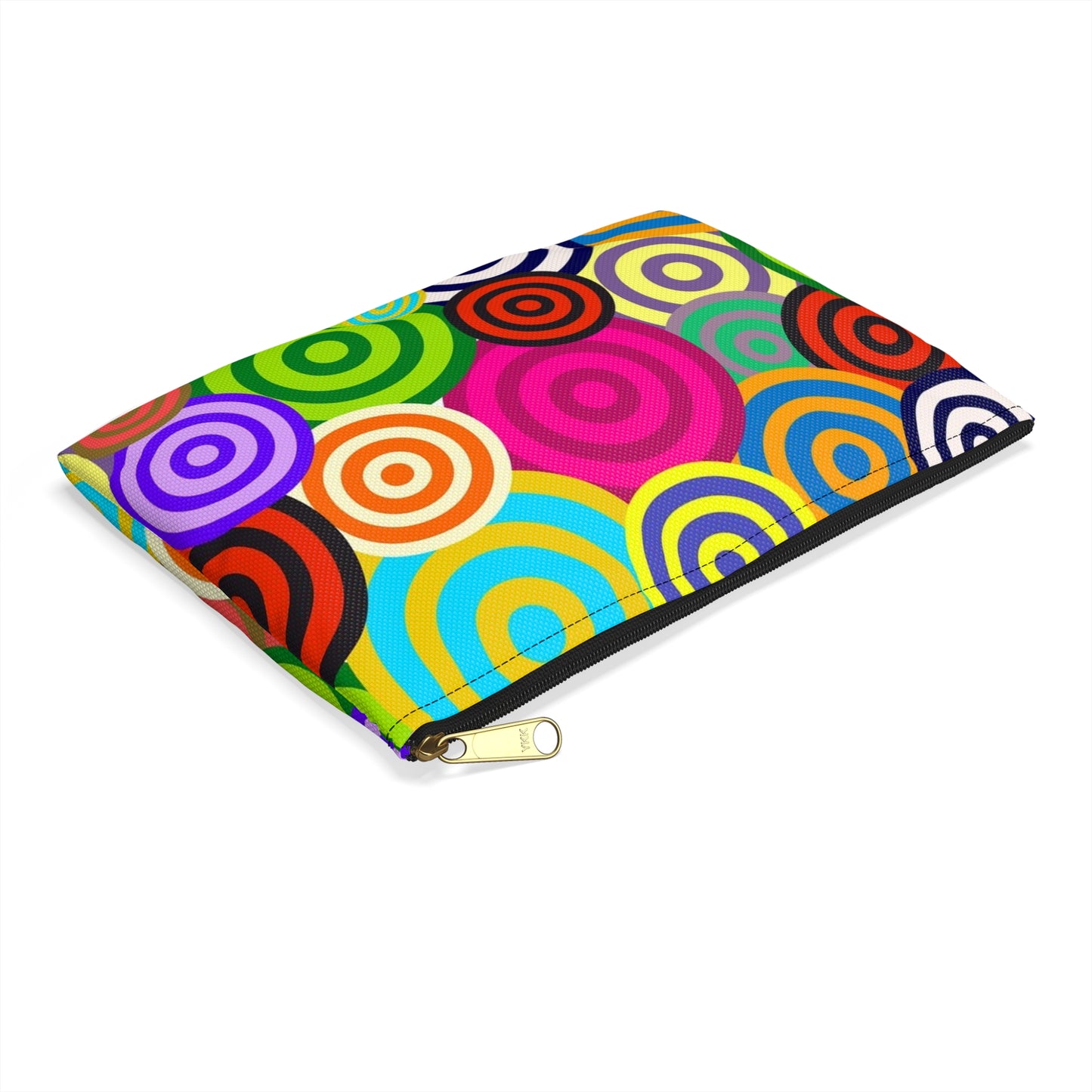 Colorful Circle Accessory Pouch, Fun Travel Organizer, Makeup Bag, Pencil Case, Gift for Her, Quirky Design