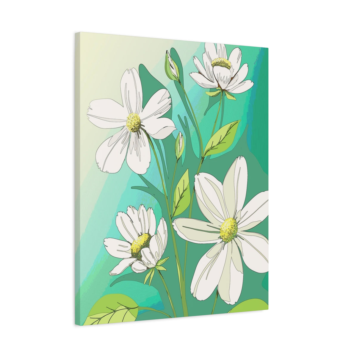 Matte Canvas, Stretched, 1.25" White Flowers