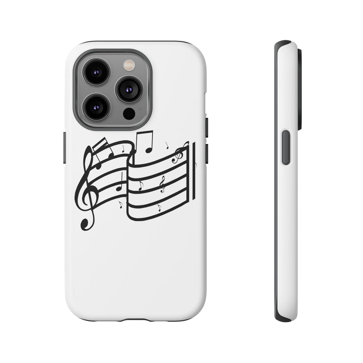 Musical Notes Phone Case — Black Treble Clef Music Staff Tough Case