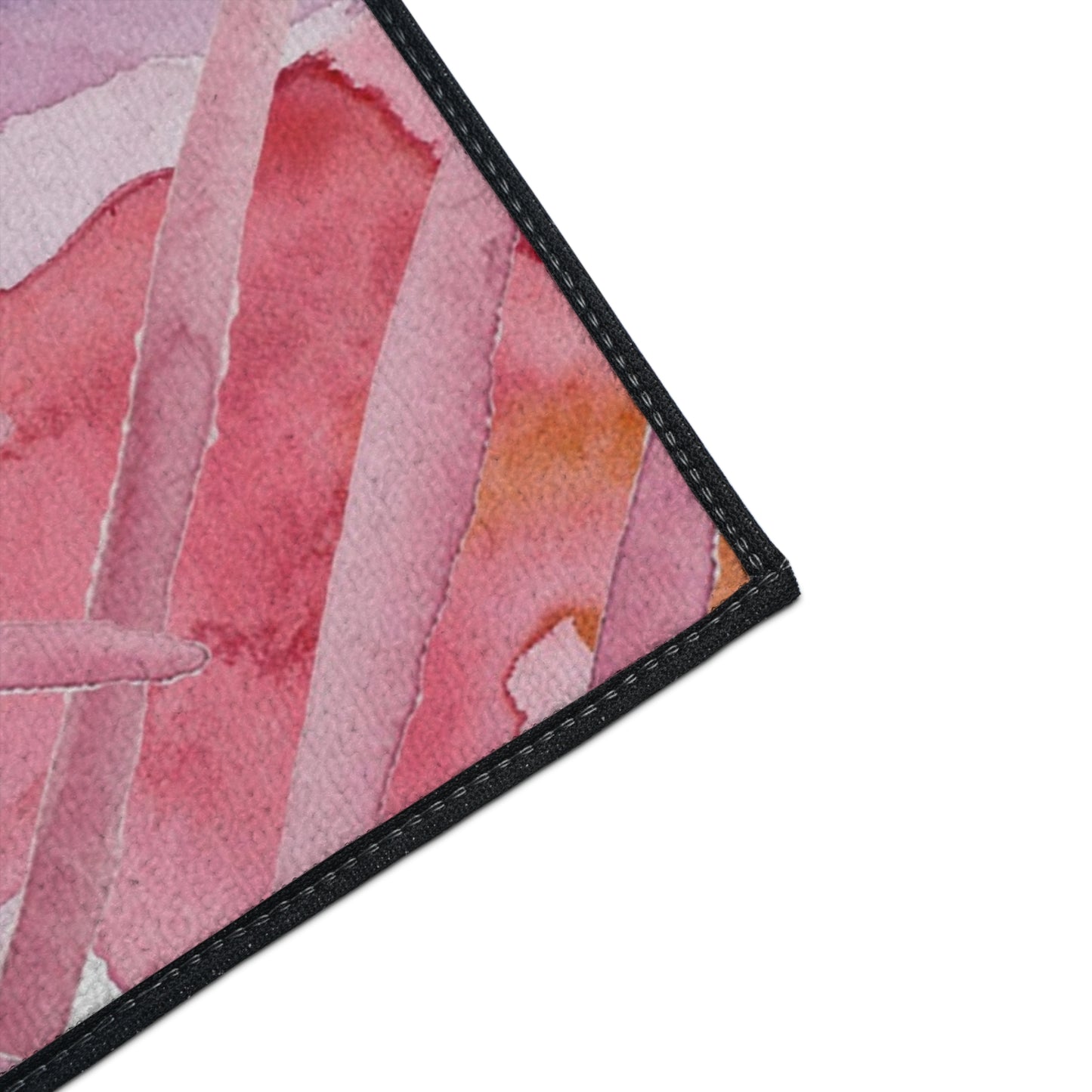 Pink Watercolor Abstract Heavy-Duty Floor Mat — Slip-Resistant Entry & Kitchen Rug