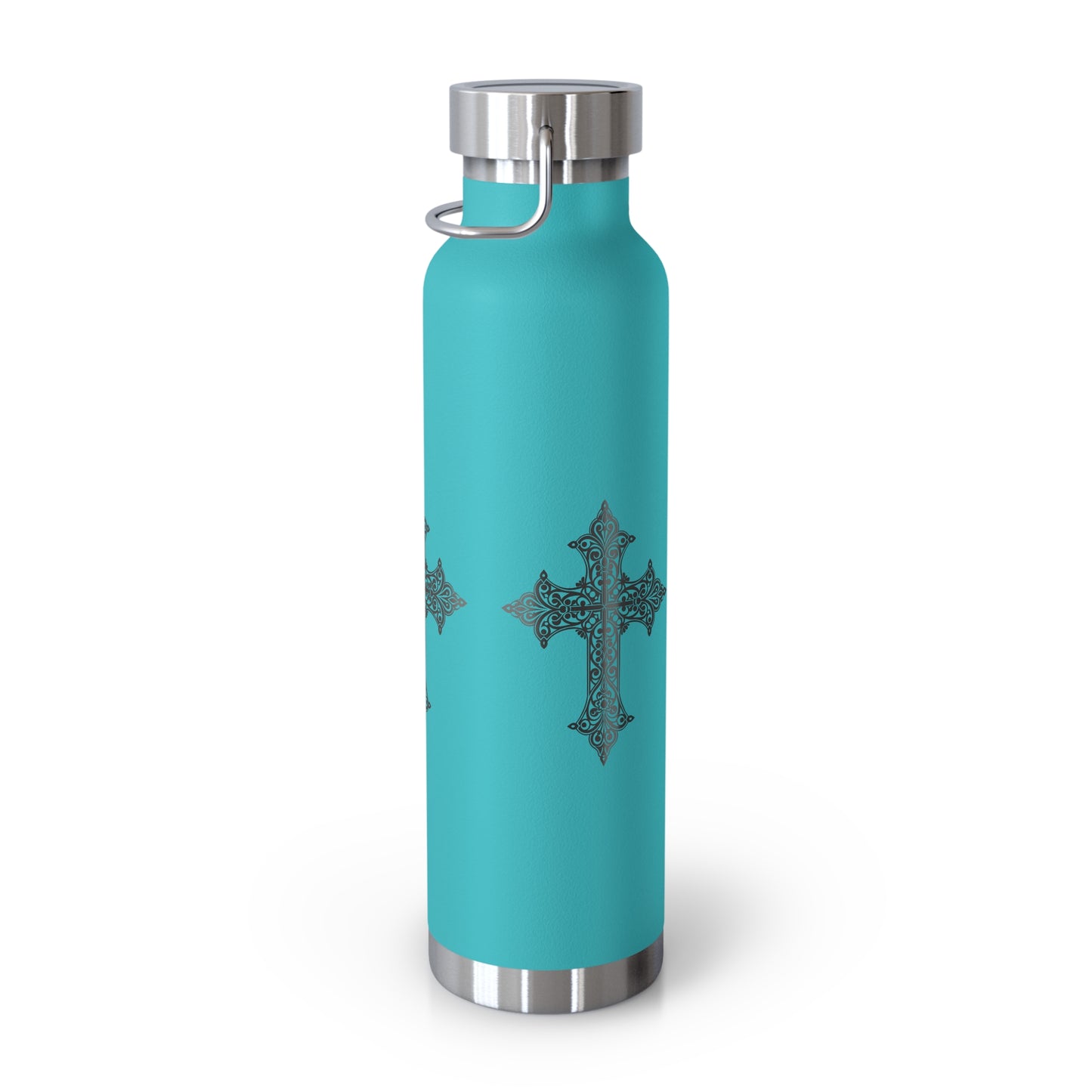 Stylish Copper Insulated Water Bottle - 22oz, Cross Design, Travel Flask, Gift for Him/Her, Unique Outdoor Hydration
