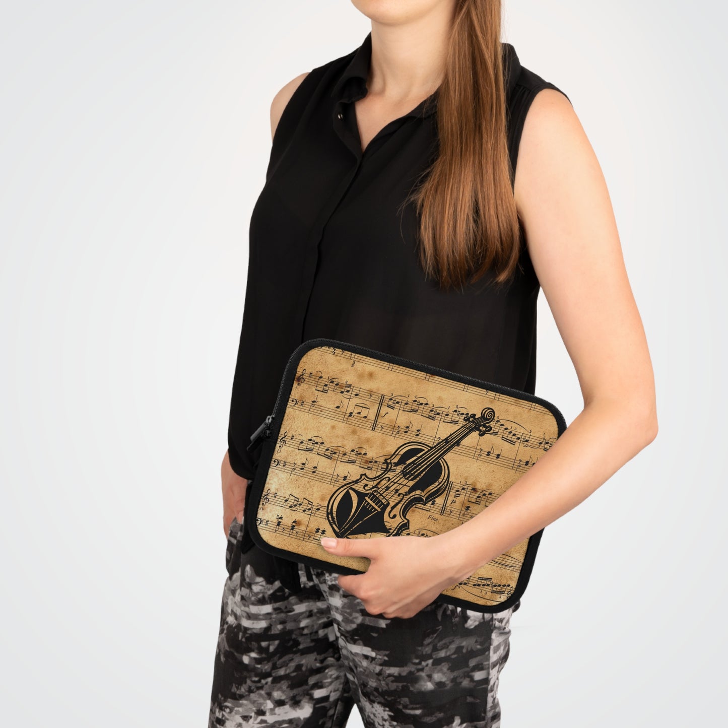 Vintage Music Laptop Sleeve with Violin Design, Music Lover Gift, Geeky Accessory, Musician Laptop Case, Unique Tech Sleeve