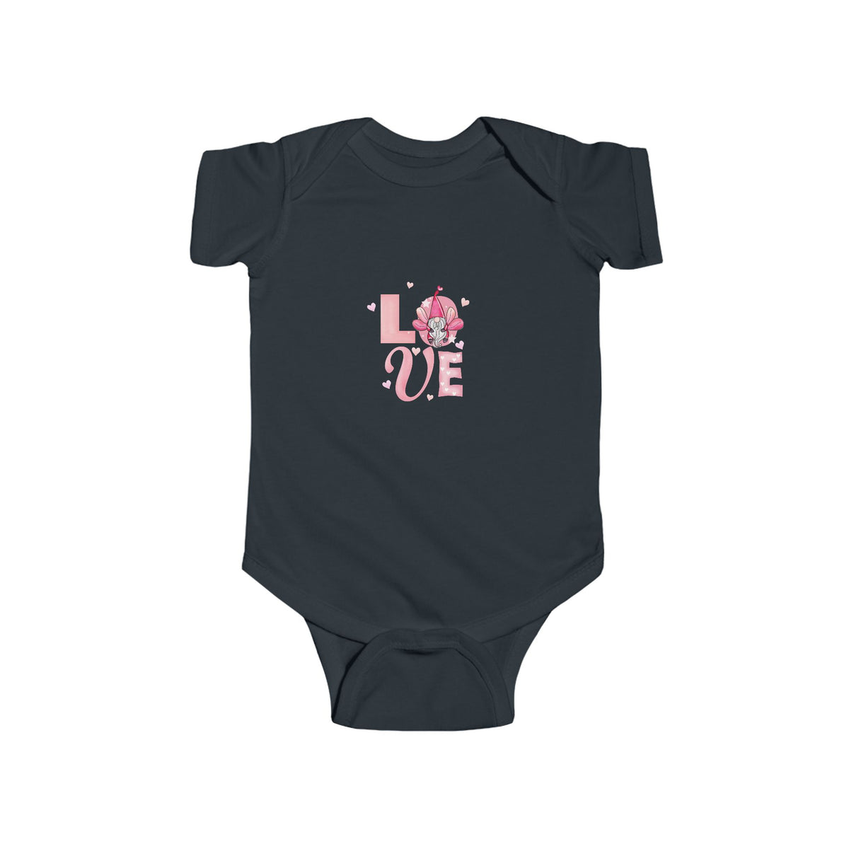 Baby Bodysuit - Pink "LOVE" Floral Design Infant Onesie
