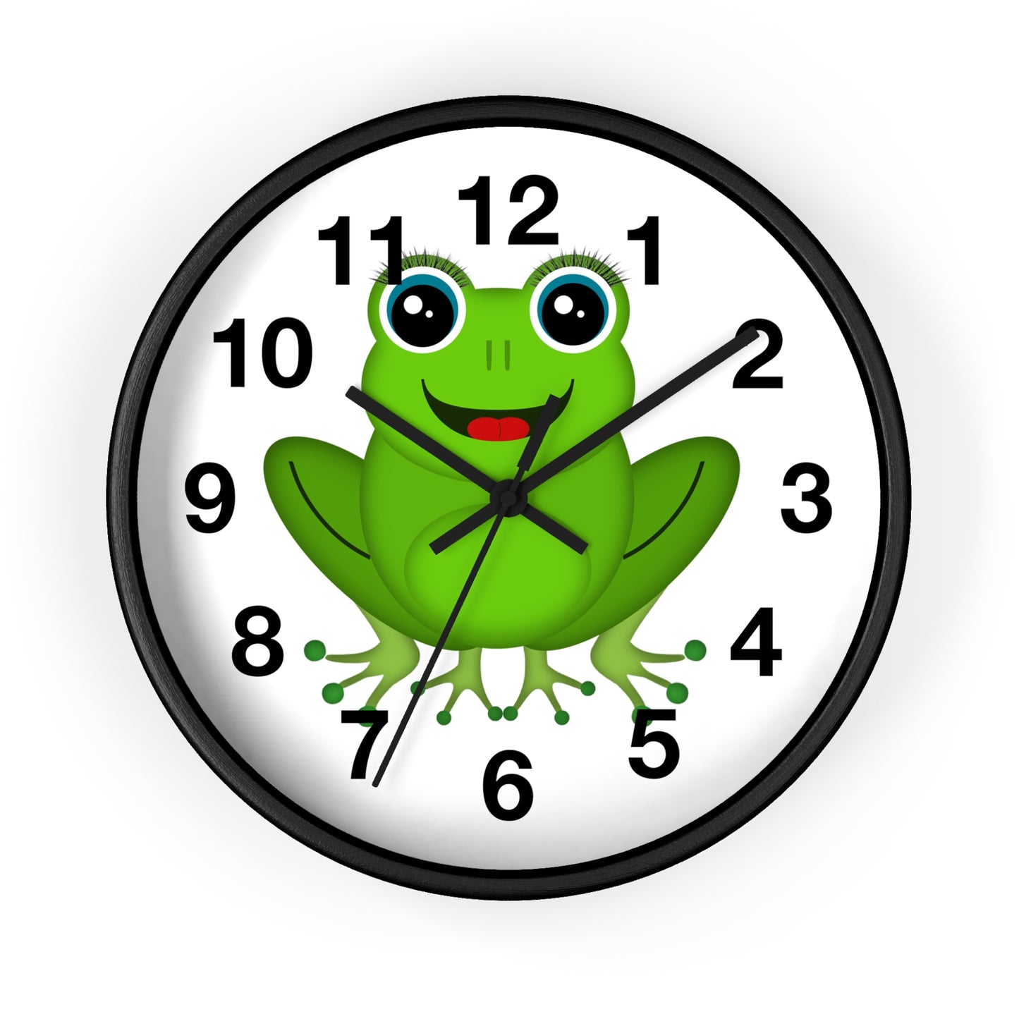 Frog Wall Clock - Whimsical Green Frog Design, Cute Home Decor, Kids Room, Animal Lover Gift, Fun Timepiece