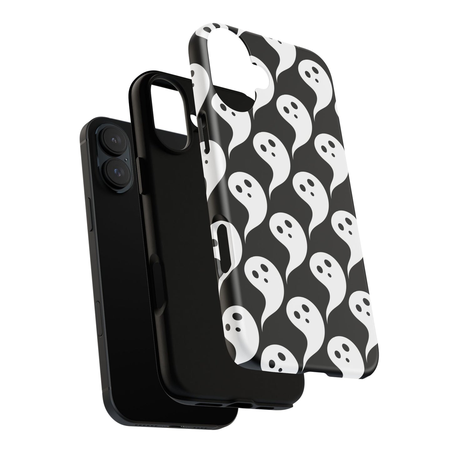 Ghost Pattern Phone Case, Cute Ghost Cell Phone Cover, Halloween Accessory, Spooky Gift, Black and White Phone Case