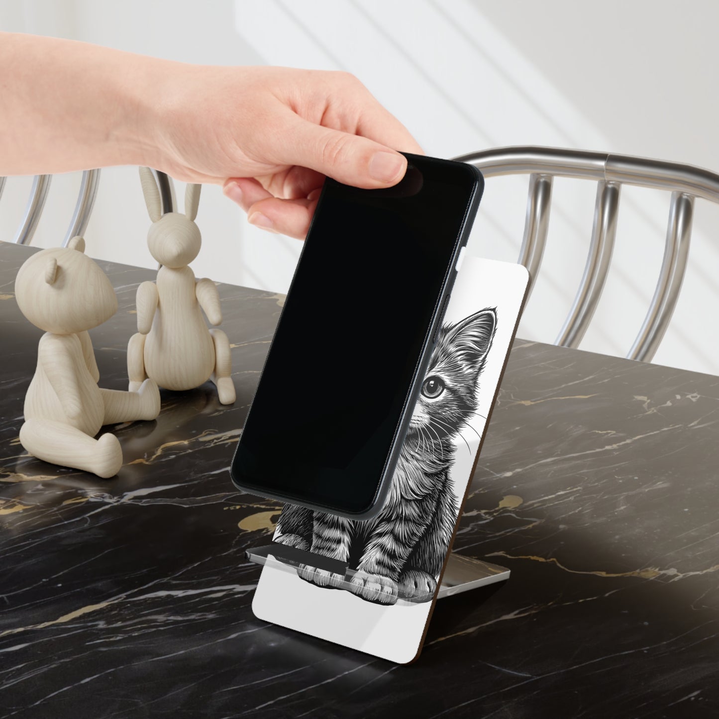 Cute Cat Mobile Display Stand, Smartphone Holder, Cat Lover Gift, Desk Organizer, Pet Lover Decor