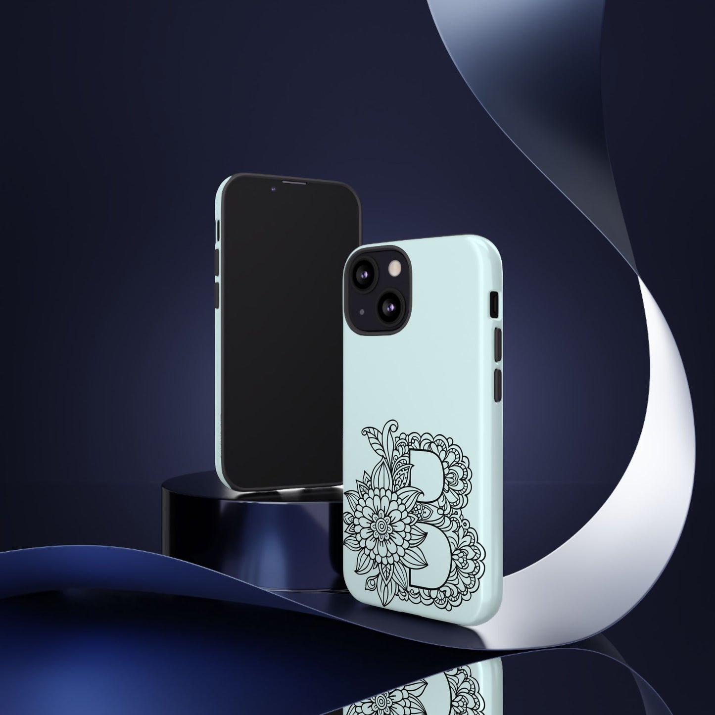 Personalized Tough Phone Case- Letter B, Floral Monogram Cell Phone Cover, Custom Protective Case, Unique Gift, Birthday, Graduation