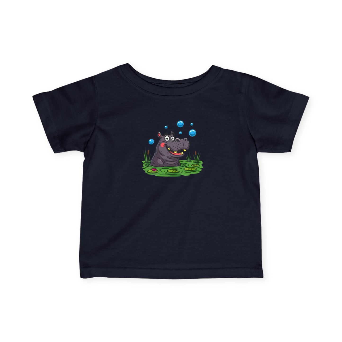 Cute Hippo Infant Tee with Bubbles, Baby Shirt, Toddler T-Shirt, Fun Kids Clothing, Unique Baby Gift, Pram Outfit
