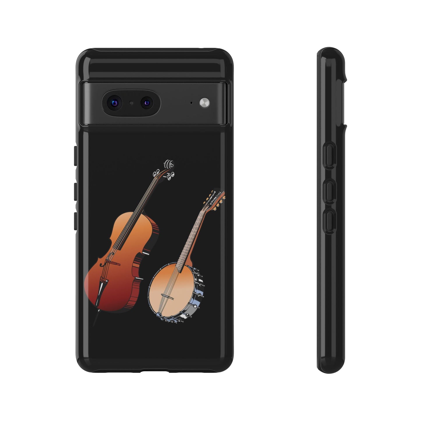 Musical Instrument Phone Case - Violin & Banjo Design, Music Lover Gift, Unique Phone Cover, Holiday Gift, Durable Tough Cases