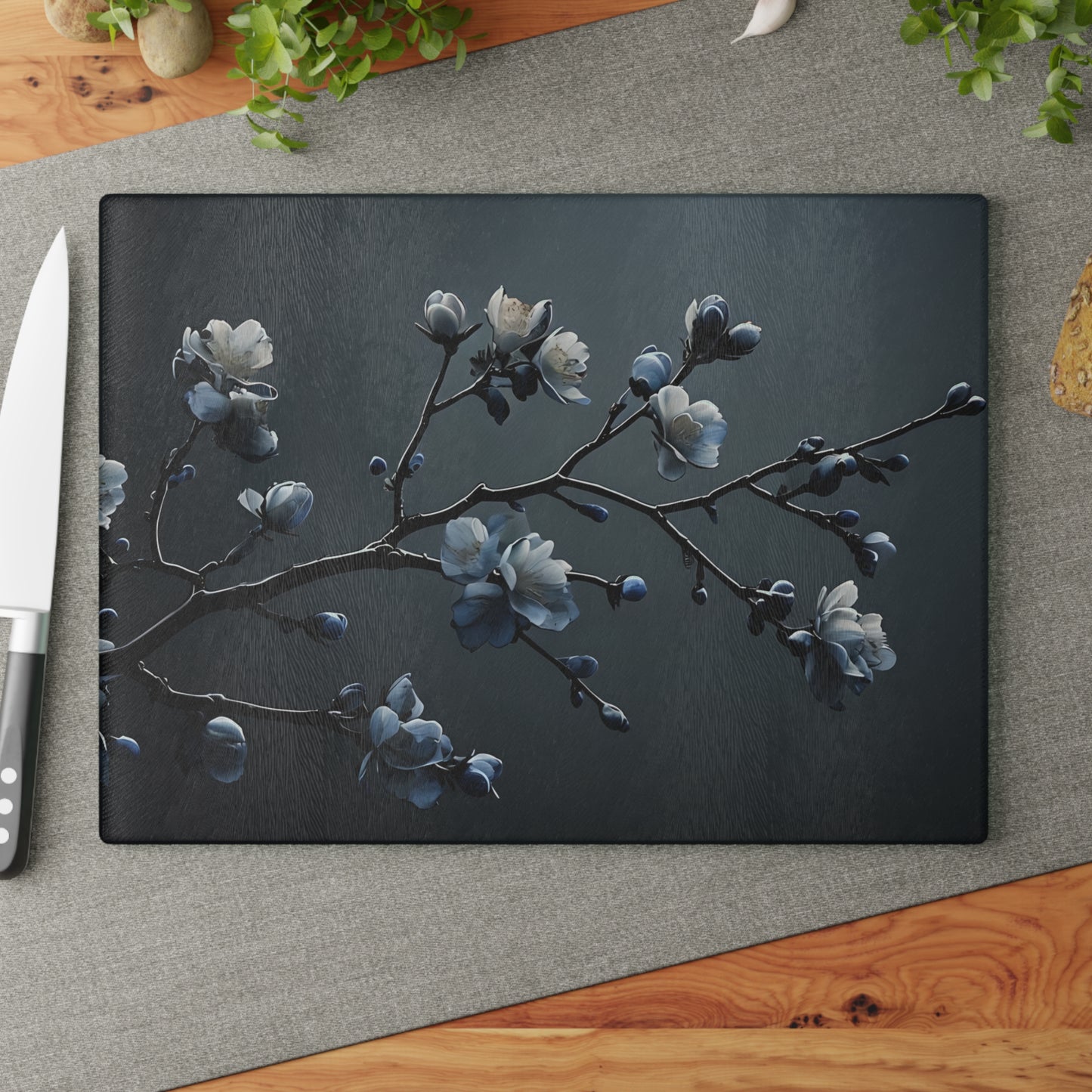 Floral Glass Cutting Board - Elegant Kitchen Decor, Unique Gift for Chefs