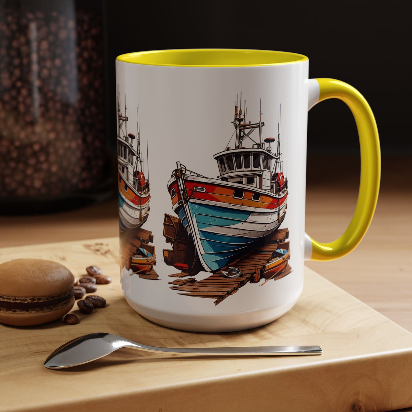 Nautical Accent Coffee Mug | Perfect for Boat Lovers, Sailor Gifts, Coastal Decor, Unique Gift Idea, Custom Artwork Mug